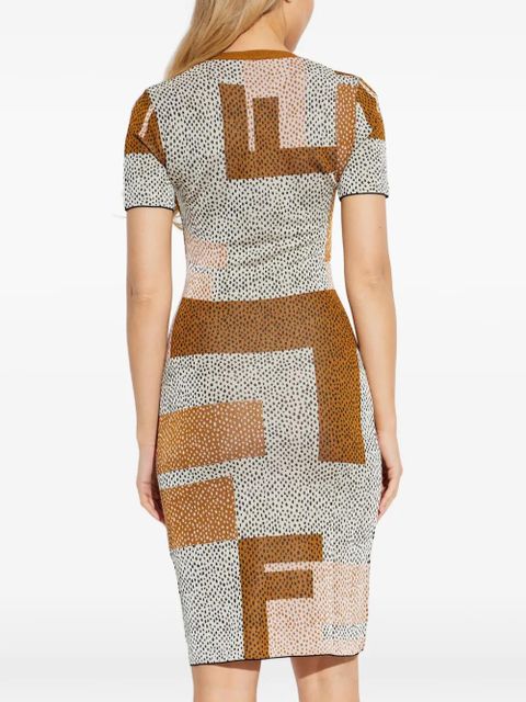 FENDI multicolour viscose jacquard dress - Neutrals