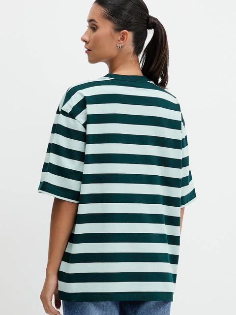 adidas Originals t-shirt Striped Ss Tee damski kolor zielony KF2322