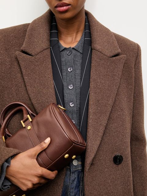 Answear Lab płaszcz wełniany kolor brązowy przejściowy dwurzędowy