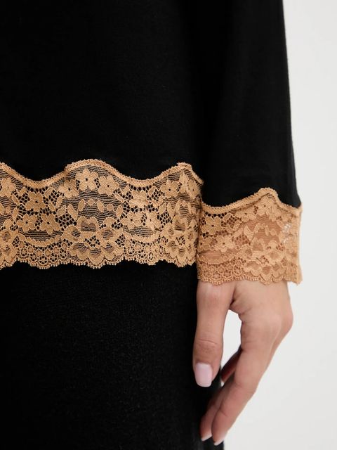 United Colors of Benetton longsleeve piżamowy kolor czarny 3Z123M07X