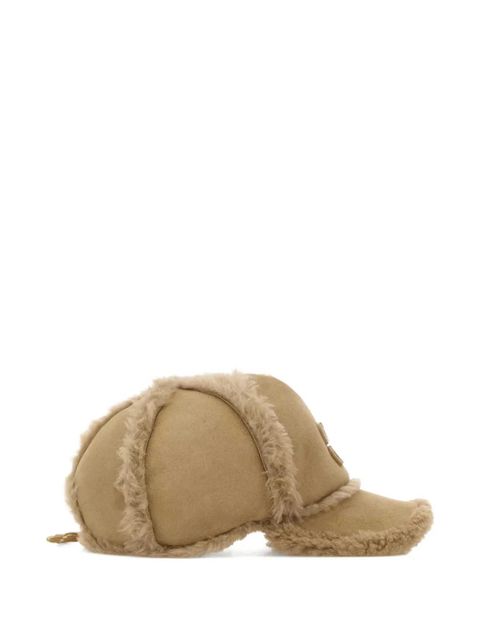 Miu Miu shearling-trim baseball cap - Neutrals - zdjęcie produktu nr 2