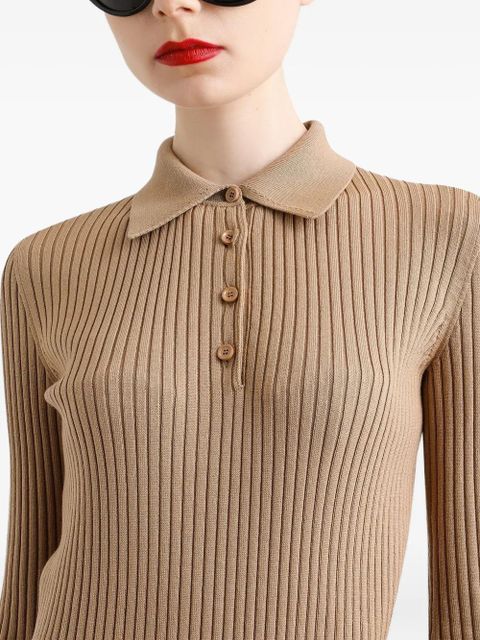 Dolce & Gabbana ribbed polo top - Neutrals