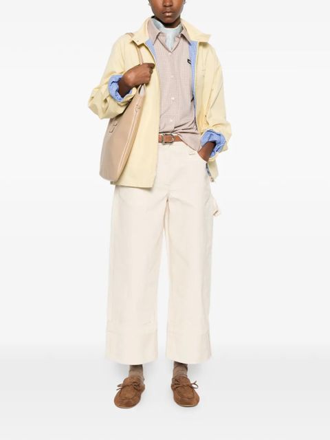 Miu Miu logo-patch checked shirt - Neutrals - zdjęcie produktu nr 2