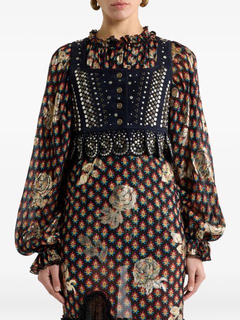 ETRO studded leather vest - Blue