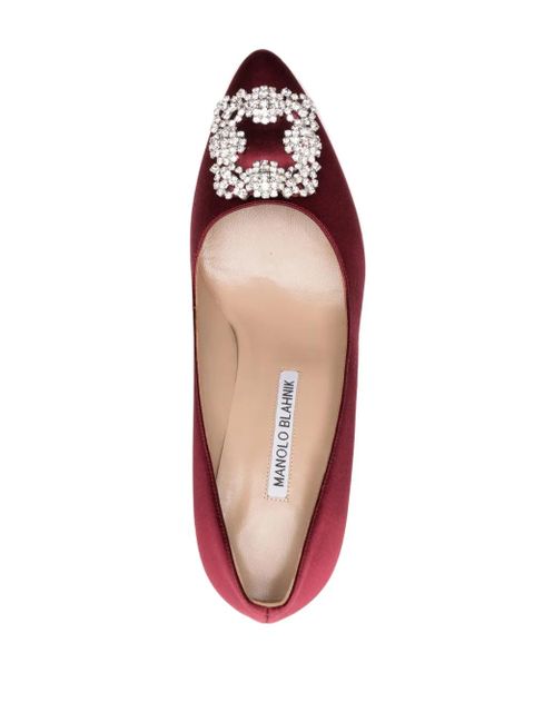 Manolo Blahnik Hangisi 70mm crystal-buckle pumps - Red