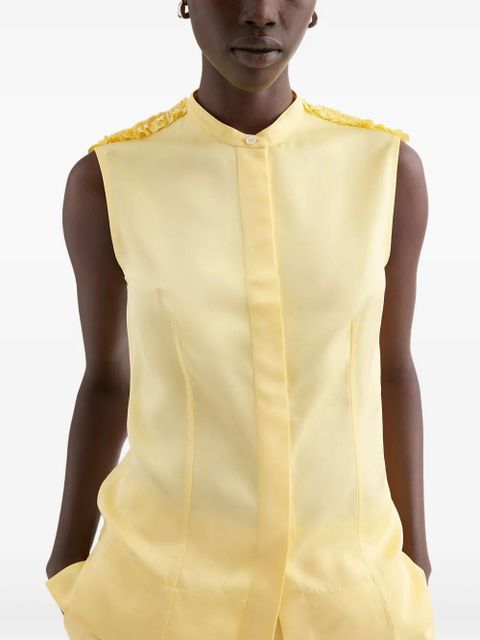 Jil Sander ruffled-detail stand-collar shirt - Yellow - zdjęcie produktu nr 2