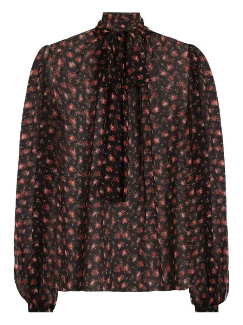 Dolce & Gabbana tie-neck floral blouse - Black - zdjęcie produktu nr 1