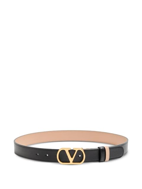 Valentino Garavani VLogo Signature reversible shiny calfskin belt - 30mm / 1.2 in. - Black - zdjęcie produktu nr 1