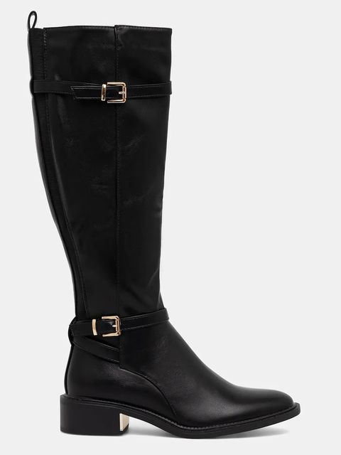 Answear.LAB kozaki kolor czarny na płaskim obcasie