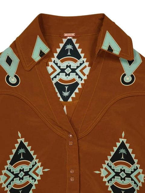 Johanna Ortiz geometric-print V-neck shirt - Brown - zdjęcie produktu nr 2