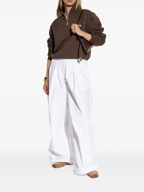 Jacquemus logo-patch half-zip sweatshirt - Brown - zdjęcie produktu nr 2