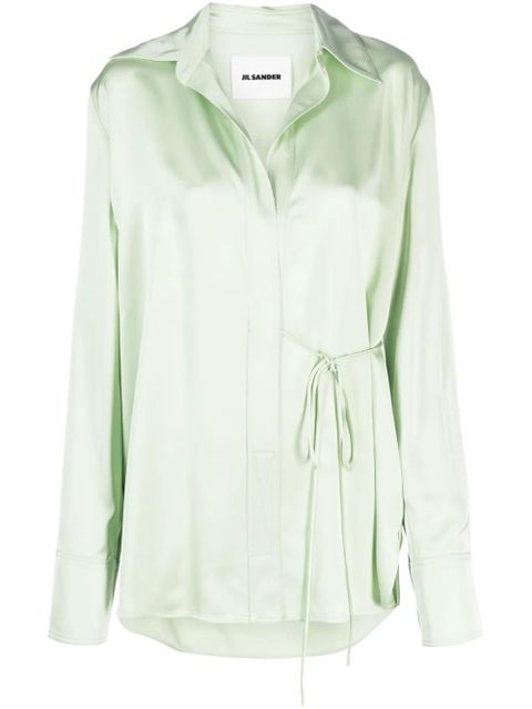 Jil Sander wrap satin shirt - Green - zdjęcie produktu nr 1