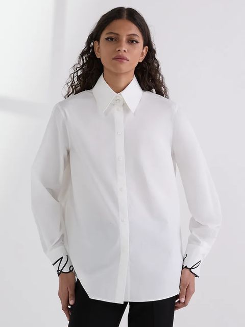 Karl Lagerfeld koszula bawełniana damska kolor biały regular z kołnierzykiem klasycznym A3W11023 - zdjęcie produktu nr 1