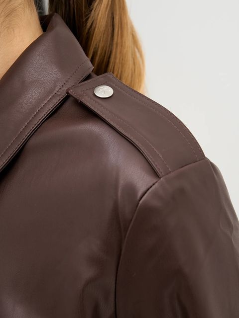 Calvin Klein Jeans kurtka kolor brązowy przejściowa LV047E501G