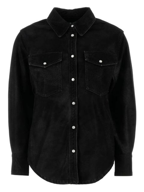 MARANT ÉTOILE Delcia leather-texture flap-pocket shirt - Black - zdjęcie produktu nr 1