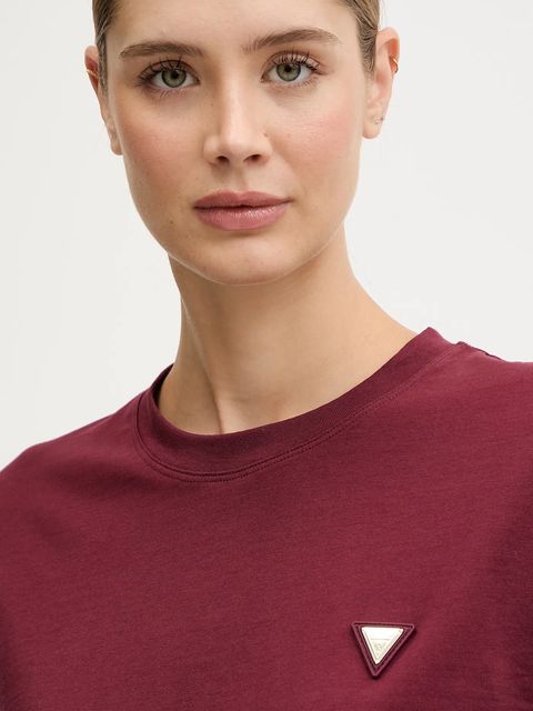 Guess t-shirt bawełniany damski kolor bordowy V4BI21 I3Z14