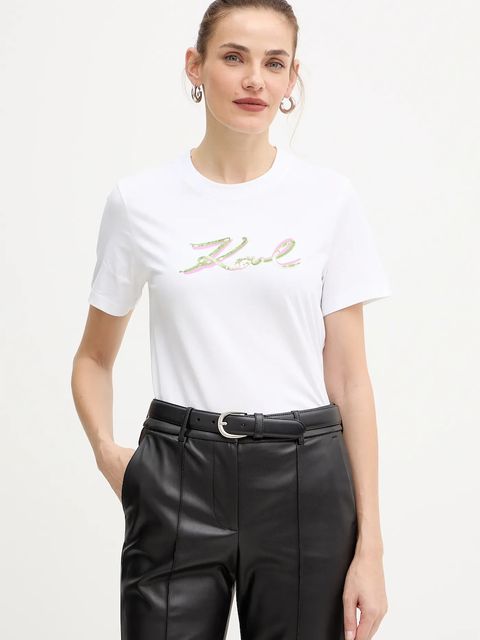 Karl Lagerfeld t-shirt bawełniany damski kolor biały A4W17052 - zdjęcie produktu nr 1
