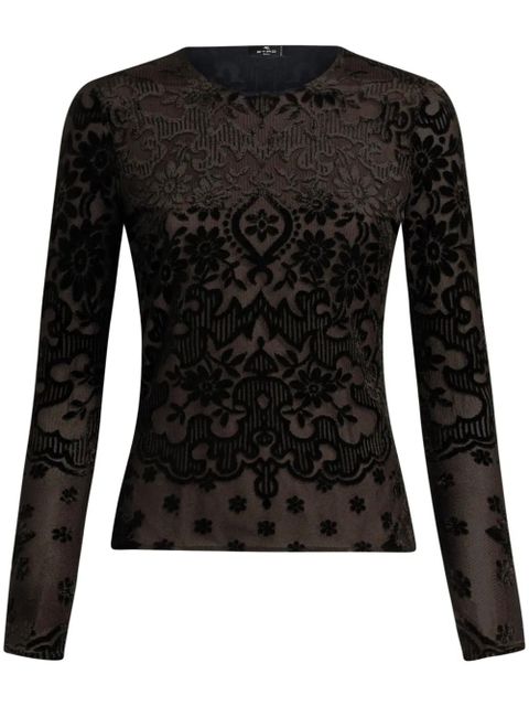 ETRO tulle and jacquard velvet top - Black - zdjęcie produktu nr 1