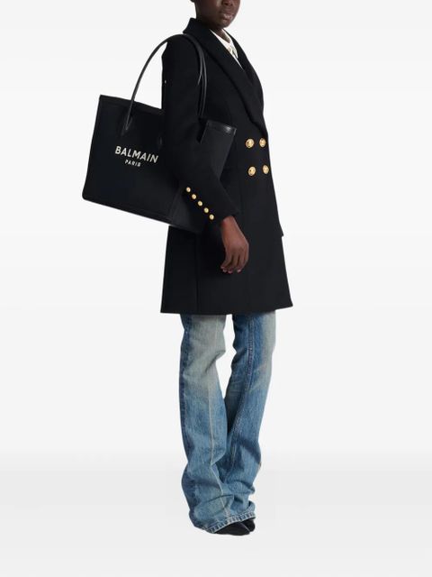 Balmain logo-plaque leather-trimmed tote bag - Black - zdjęcie produktu nr 1