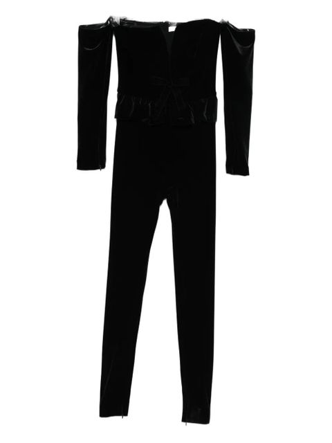 Alessandra Rich V-neck velvet jumpsuit - Black