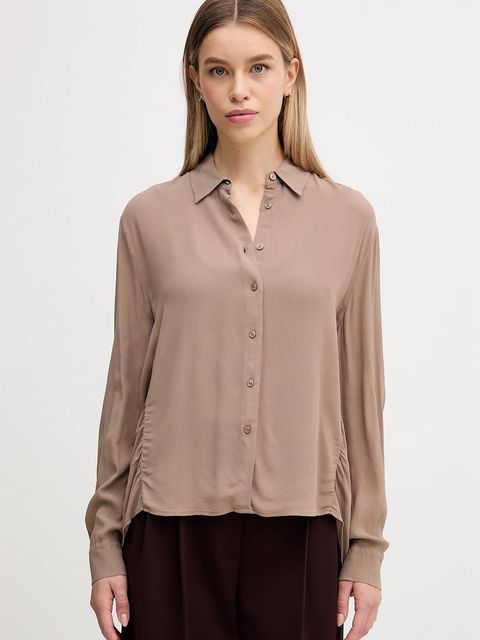 Sisley koszula damska kolor brązowy regular z kołnierzykiem klasycznym 5IDTLQ09G - zdjęcie produktu nr 1