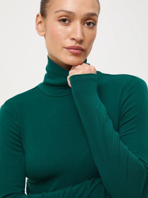 Medicine longsleeve z wełną kolor zielony z golfem - zdjęcie produktu nr 2