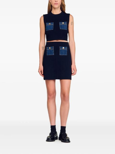SANDRO ribbed denim-pocket mini skirt - Blue - zdjęcie produktu nr 2