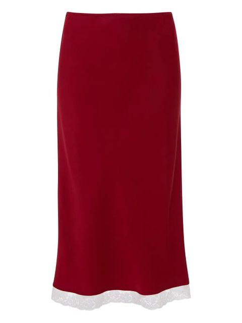 Victoria Beckham Lace Trim Slip midi skirt - Red - zdjęcie produktu nr 1