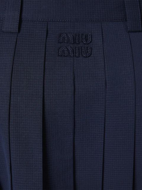 Miu Miu pleated logo-embroidered midi skirt - Blue - zdjęcie produktu nr 2