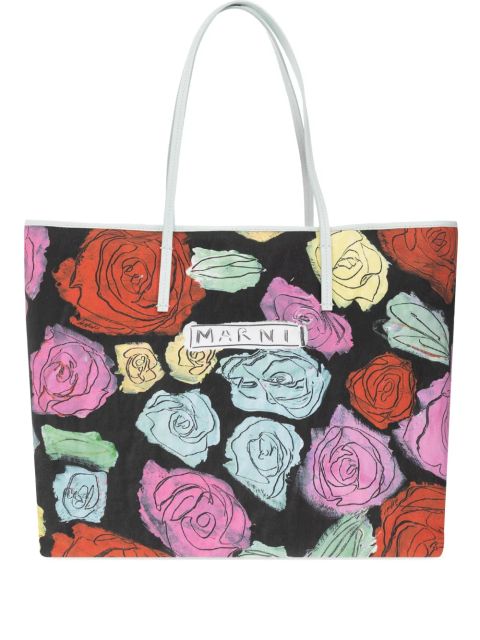 Marni floral-print tote bag - Black