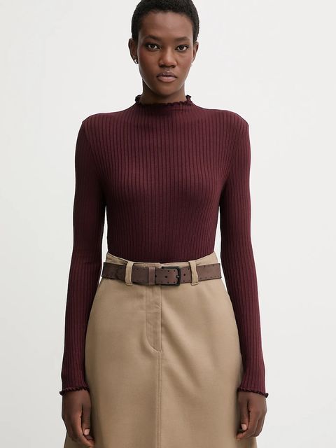 Marc O'Polo longsleeve kolor bordowy z półgolfem 5000007536 - zdjęcie produktu nr 1