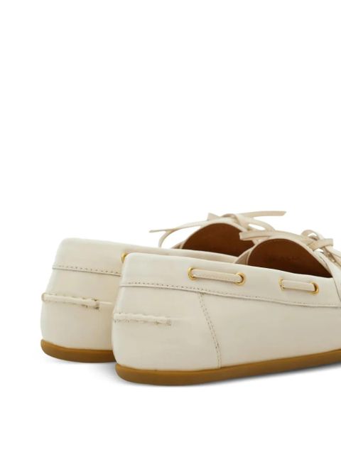 Ferragamo leather boat shoes - White