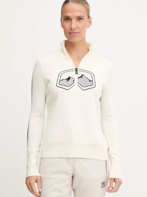 BOGNER Fire+Ice sweter z dodatkiem wełny AZRA damski kolor beżowy lekki z półgolfem 84538499 - zdjęcie produktu nr 1