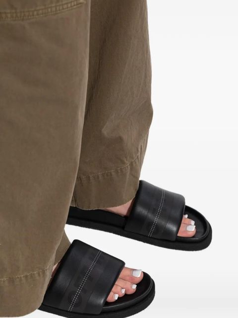Off-White logo-print leather slides - Black