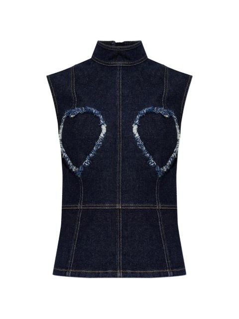 Moschino frayed heart-motif top - Blue - zdjęcie produktu nr 1