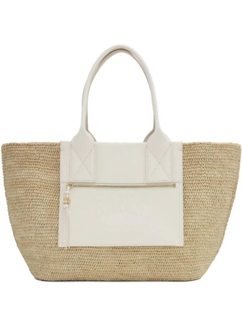 GANNI medium raffia tote bag - Neutrals - zdjęcie produktu nr 1