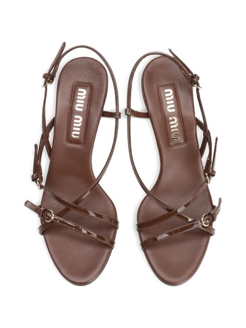 Miu Miu patent-leather buckle-detail sandals - Brown