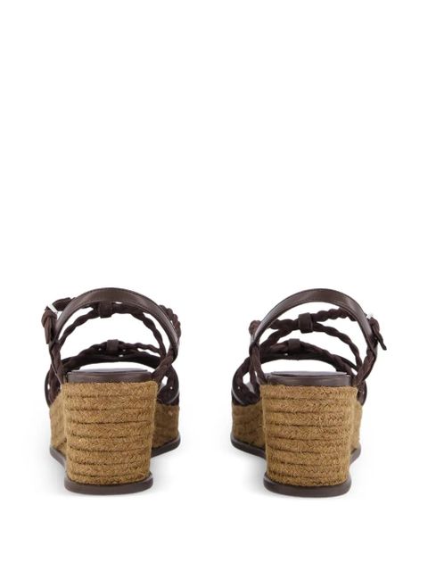 Jimmy Choo braided-leather wedge-heel sandals - Brown