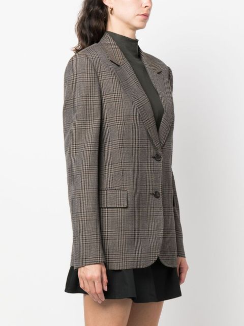 Miu Miu plaid-check single-breasted blazer - Brown