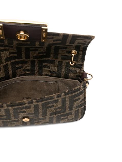 FENDI phone Baguette logo-plaque tote bag - Brown