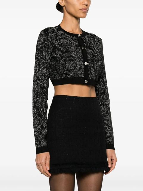Versace Barocco lurex cropped cardigan - Black - zdjęcie produktu nr 2