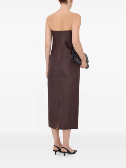 LouLou de Saison Giulia striped bustier midi dress - Brown