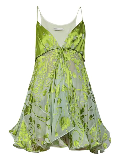Christopher Esber burnout floral-print mini dress - Green - zdjęcie produktu nr 1