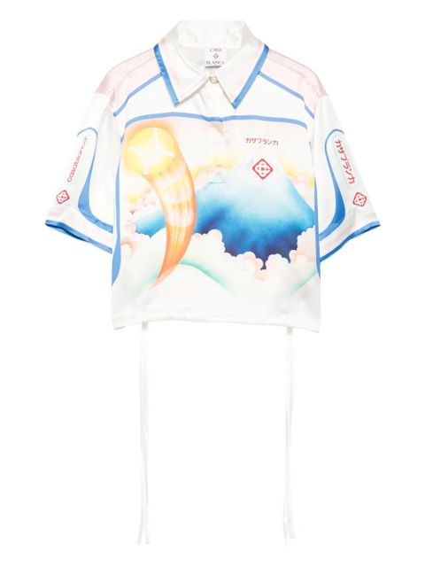 Casablanca printed silk top - White - zdjęcie produktu nr 1