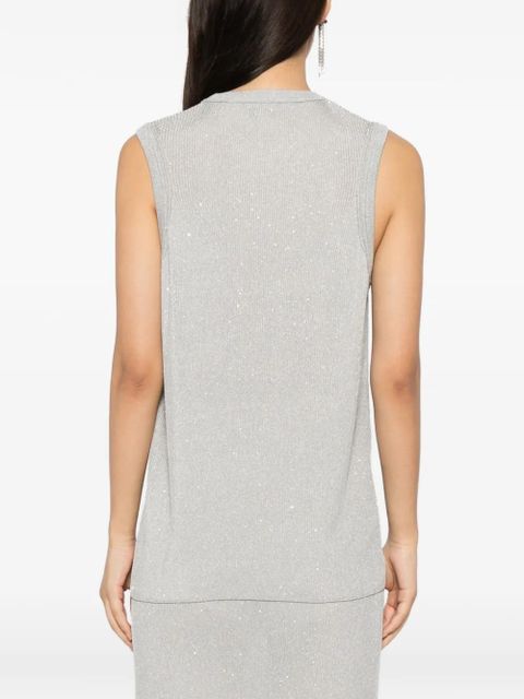 TOM FORD sequin-embellished ribbed tank top - Grey