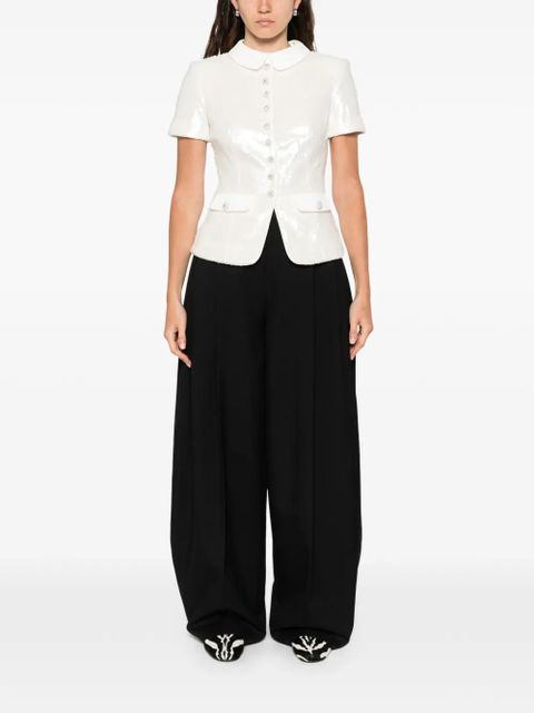 Self-Portrait sequin-embellished top - White