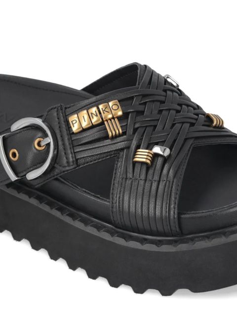 PINKO woven leather sandals - Black