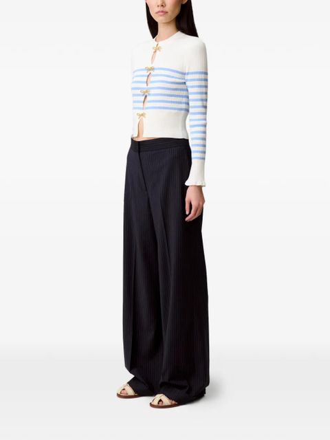 Claudie Pierlot striped bow-embellishment top - White