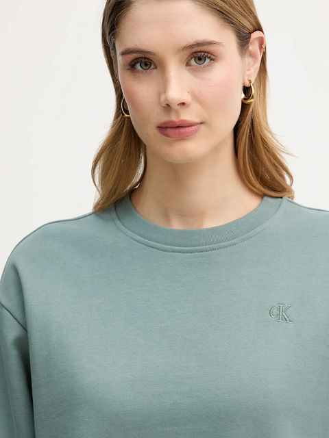 Calvin Klein Jeans bluza damska kolor turkusowy gładka LV047B236G