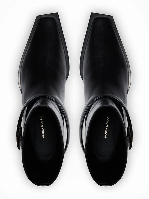 Vanda Novak botki skórzane ZOEY DEEP BLACK damskie kolor czarny na płaskim obcasie